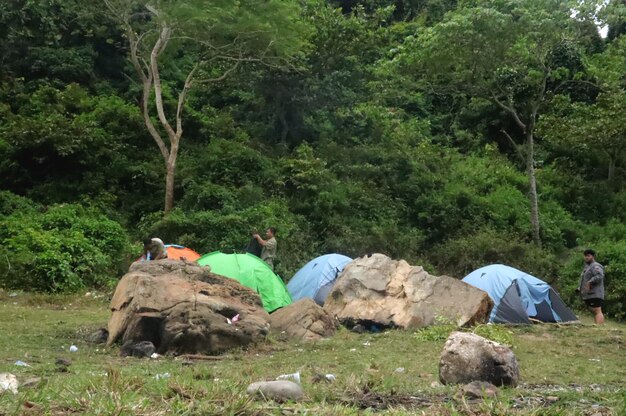 Photo beautiful photo of tents on the beach