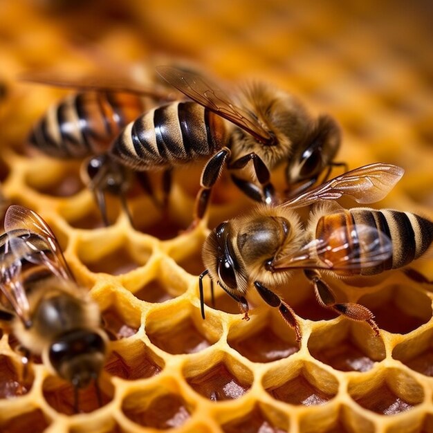 A beautiful photograph of bee and bees