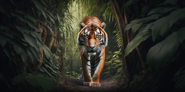 A beautiful photograph of a tiger in a jungle ai generated