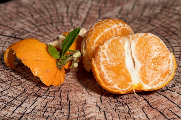 Beautiful photographs of tangerines on trunk