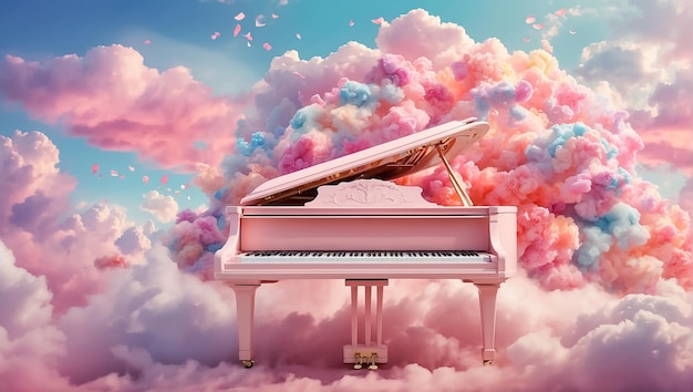 Beautiful piano in the clouds