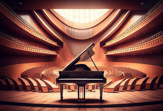 Photo beautiful piano in concert hall