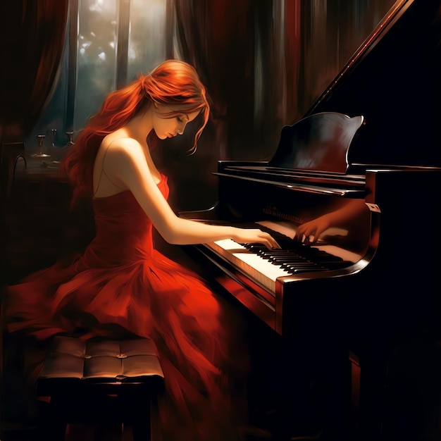 Foto bellissimi pastelli di pianoforte con fiori stanno crescendo acquerello mistero magia pianoforte fotorealistico