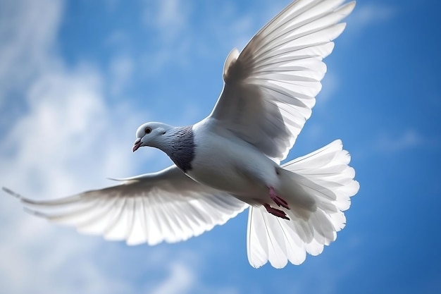 写真 空を飛ぶ美しい鳩