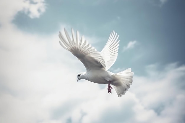 空を飛ぶ美しい鳩