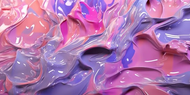 Beautiful pink abstract poster with colored background liquid metal forms on light background for decoration design generative ai