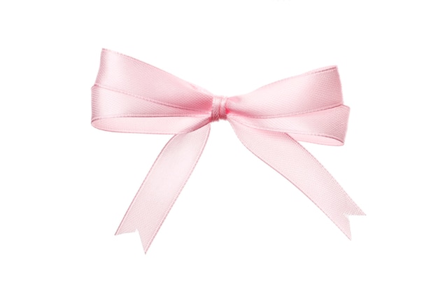 Photo beautiful pink bow isolated on white background. insulation.