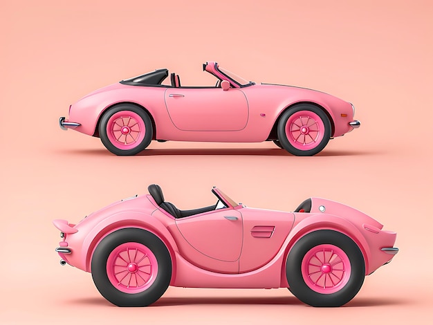 A beautiful pink car on pink background generative AI