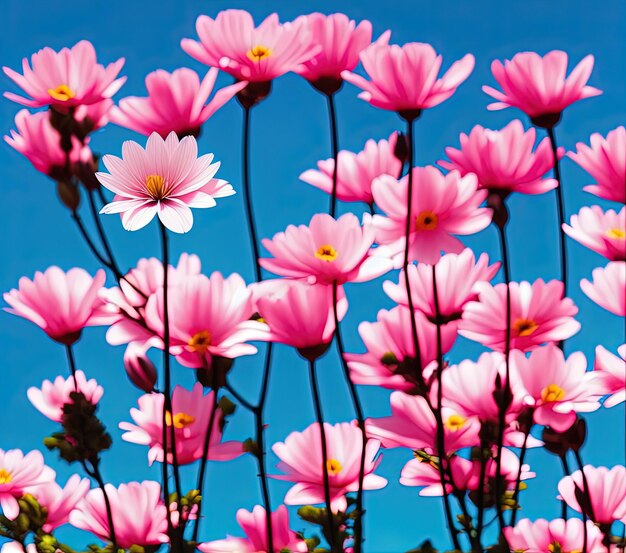 Photo beautiful pink cosmos flowers in the garden