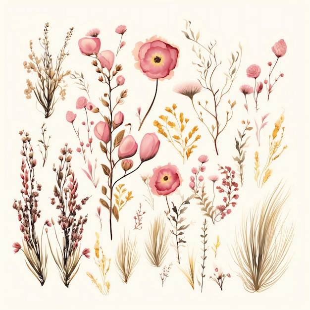 Premium AI Image | beautiful pink Desert tumbleweeds clipart illustration