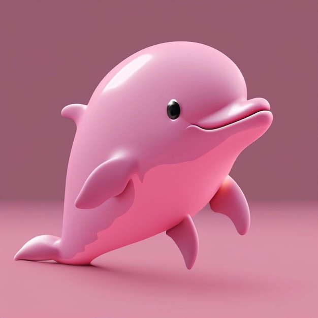 Красивый розовый дельфин с розовыми ангельскими крыльями, генеративный ИИ