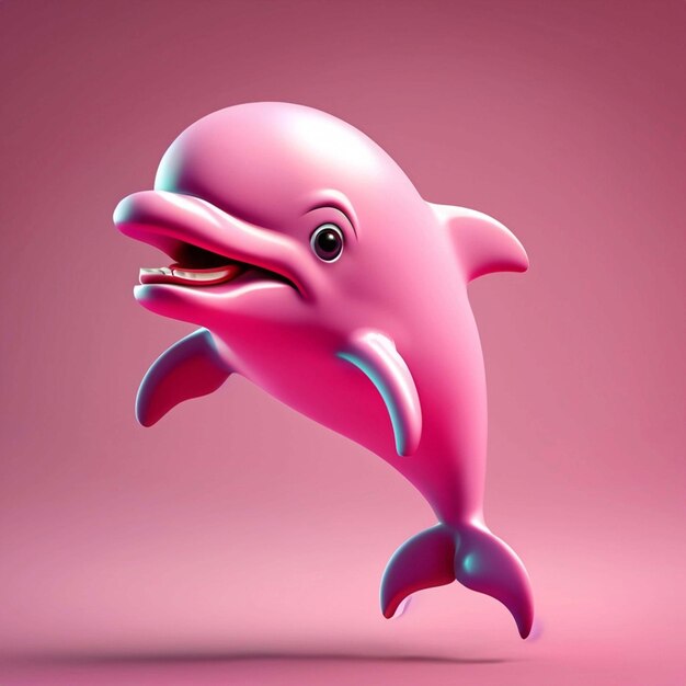 A beautiful pink dolphin with pink angel wings generative AI