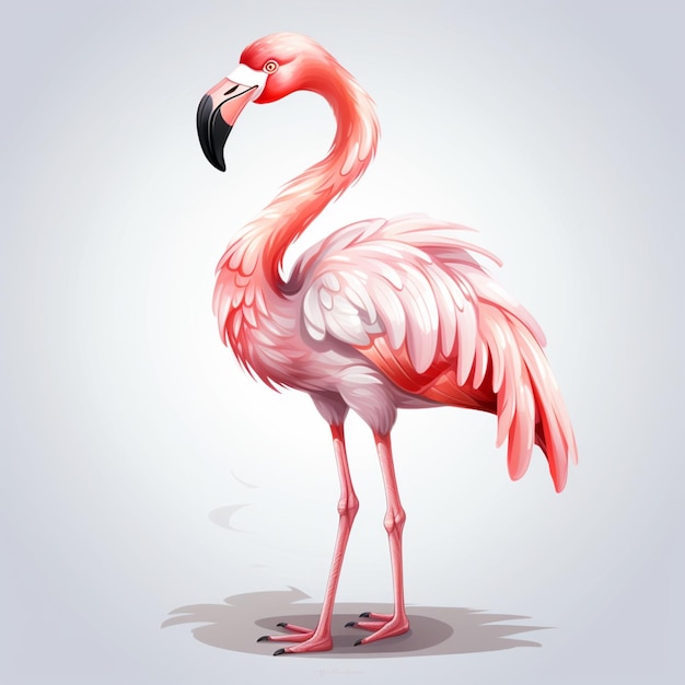 Красивый розовый фламинго, птица, пейзаж, природа, картина, созданная искусственным интеллектом