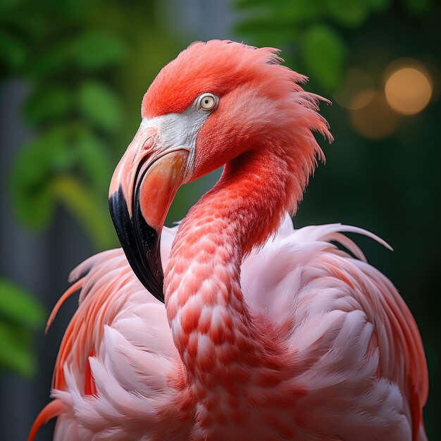 Beautiful pink flamingo walking in a pond ai generated