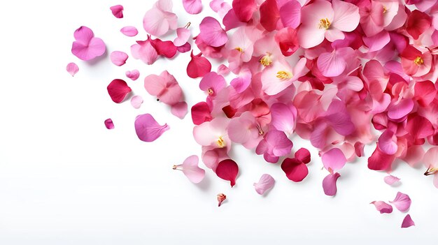 Beautiful pink flower petals white background