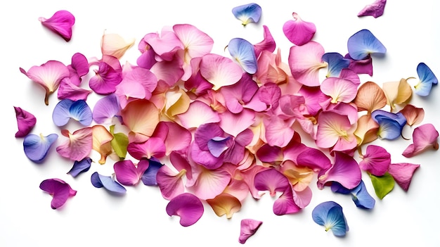 Beautiful pink flower petals white background