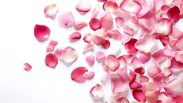 Beautiful pink flower petals white background