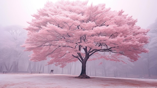 beautiful pink flower tree generative AI