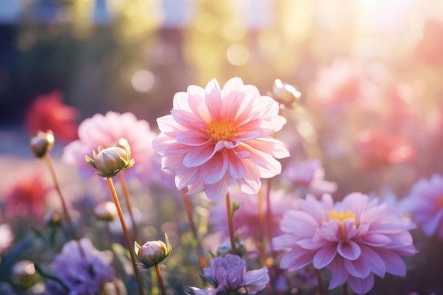 Красивые розовые цветы цветущий сад на открытом воздухе парк естественная красота летние луга идиллический мирный