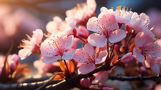 Photo beautiful pink flowers in the gardengenerative ai