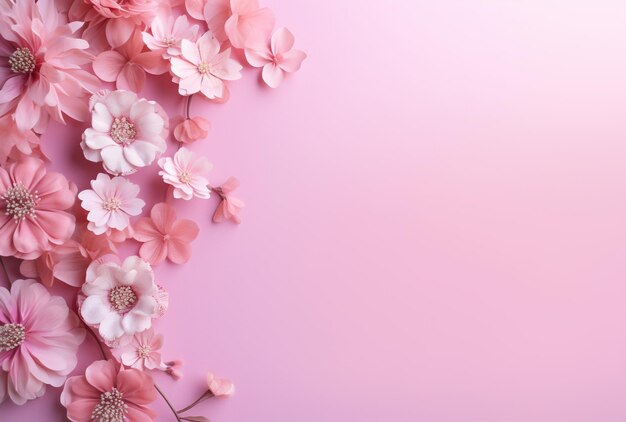 Beautiful pink flowers on pink background