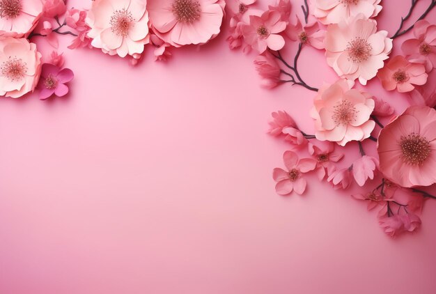 Beautiful pink flowers on pink background