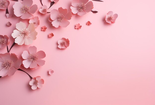 Beautiful pink flowers on pink background