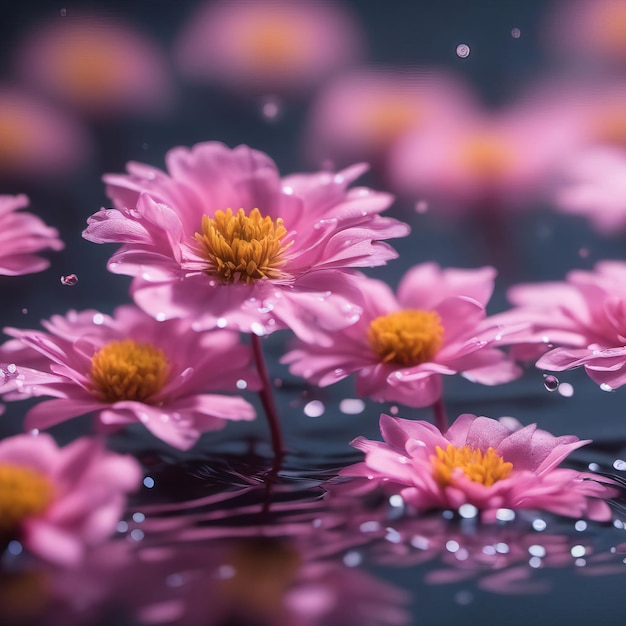 beautiful pink flowers in water