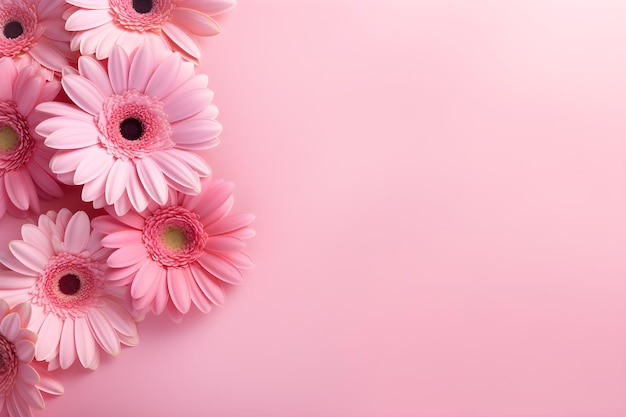 Beautiful pink gerbera flowers on pink background