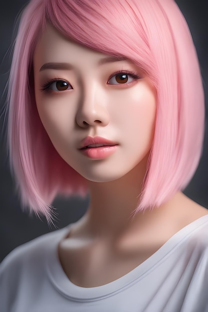 Beautiful pink hair woman