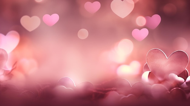 写真 美しいピンクのハートの背景のボケ味は愛のテーマに最適です