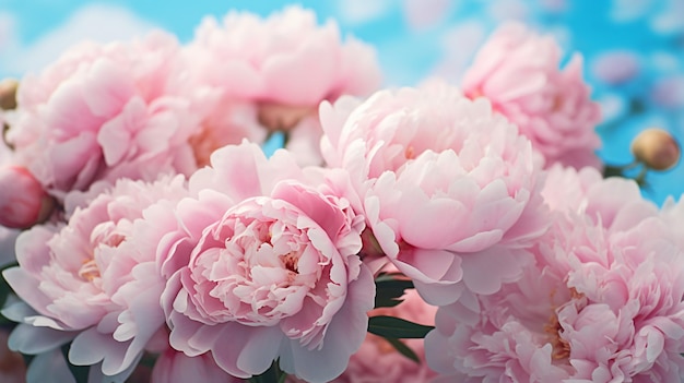 水色に美しいピンクの大きな花牡丹