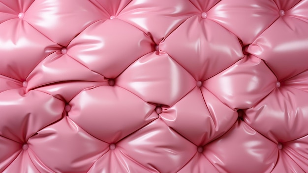 ボタン付きの美しいピンクの革張りのソファ肌の質感