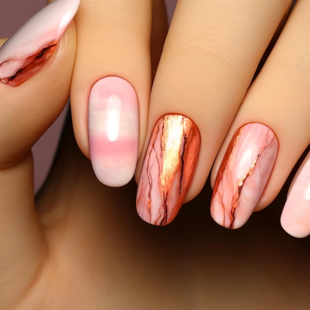 Photo beautiful pink nail art design