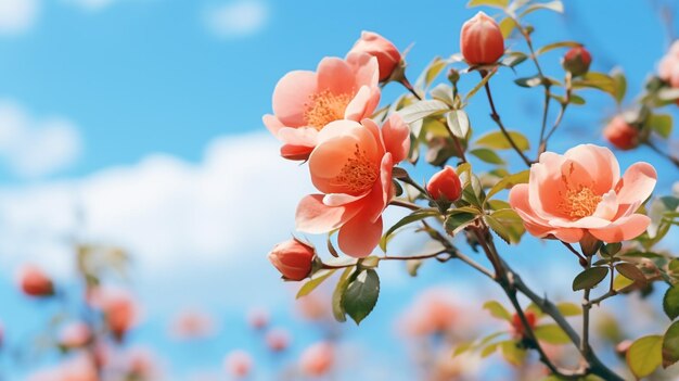 Beautiful pink peach tree blossoms