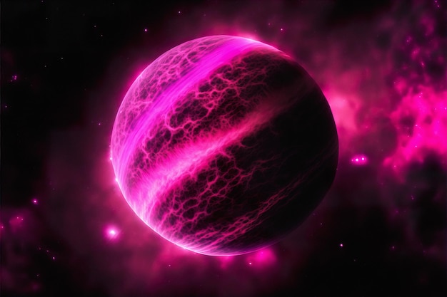 Beautiful pink planet or magenta colored exoplanet is the resident of Virgo constellation heat makes the surface appear a shade of magenta Elements of this image furnished by NASA