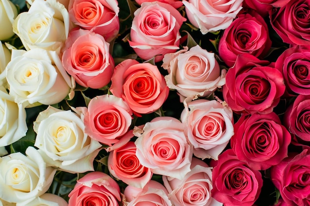 Beautiful pink red and white roses