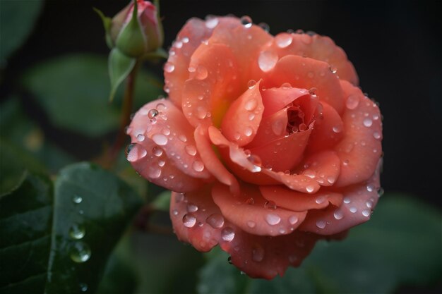 Beautiful pink rose closeup Macro photo floral background AI generated content