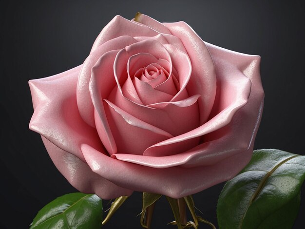 Beautiful pink rose in studio