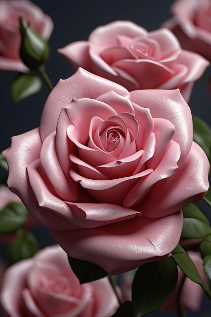 Beautiful pink rose in studio