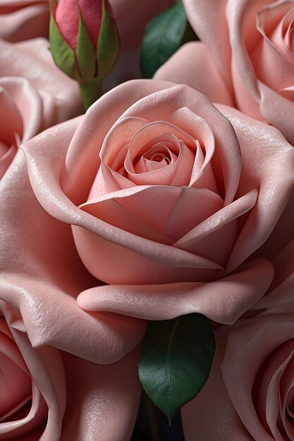 Beautiful pink rose in studio