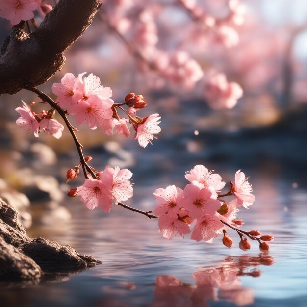 Photo beautiful pink sakura flowers in the gardenbeautiful pink sakura flowers in the garden