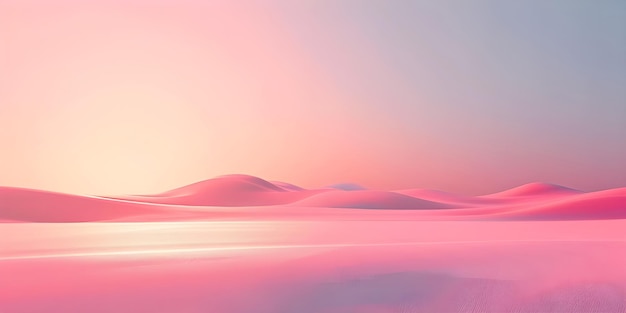 Beautiful pink sand dunes at sunset background 3d render illustration Ai generated