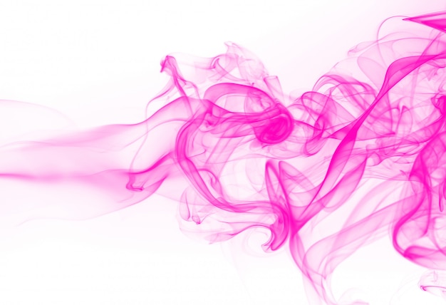 Фото Красивый розовый дым абстрактный на белом фоне