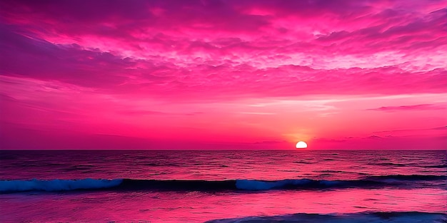 Beautiful pink sunset over the beach