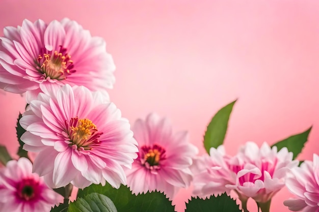 Photo beautiful pink and white flowers on pink background