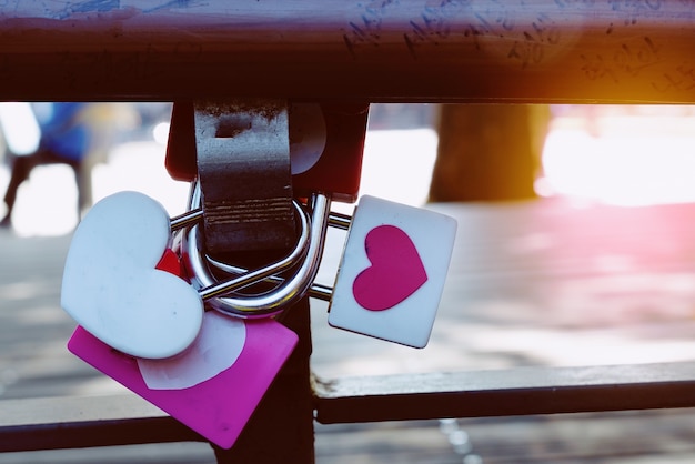 Beautiful pink and white heart locks