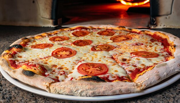 Beautiful pizza photo near the oven