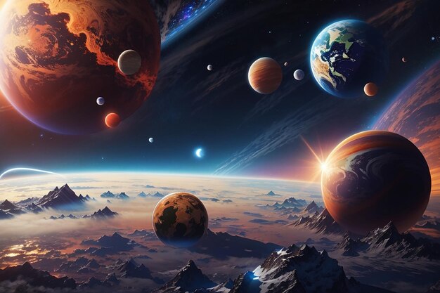 Photo beautiful planets in space