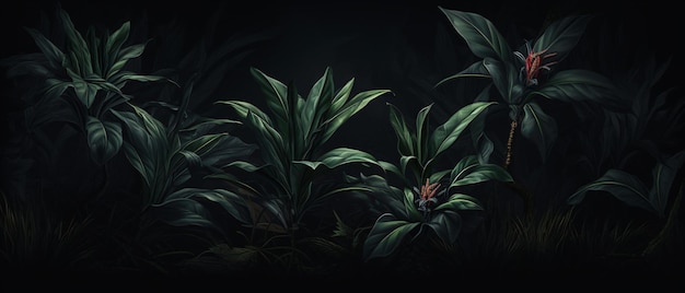 A beautiful plant in a dark